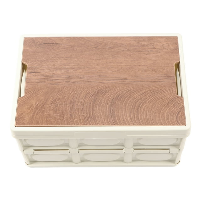Caja de almacenamiento para automóvil, organizador de almacenamiento blanco, caja de almacenamiento de plástico plegable de gran capacidad de 30 l con tapa para el hogar y el automóvil