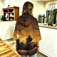 thumbnail image 4 of FGVCTG Halloween Sweatshirts for Women Drawstring 3/4 Sleeve Halloween Hoodie Ghost Graphic Spooky Oversized Pullover Hoodies Gold 3XL, 4 of 5