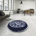 thumbnail image 4 of Ahgly Company Machine Washable Indoor Round Transitional Night Blue Area Rugs, 8' Round, 4 of 7