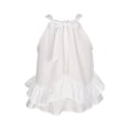 thumbnail image 3 of Women's Halter Ruffle Flowy Top Sleeveless Ruched Sheer Tie Back Tanks Blouse with Floral Print elegant Loose Blouse Tank Tops White S, 3 of 5