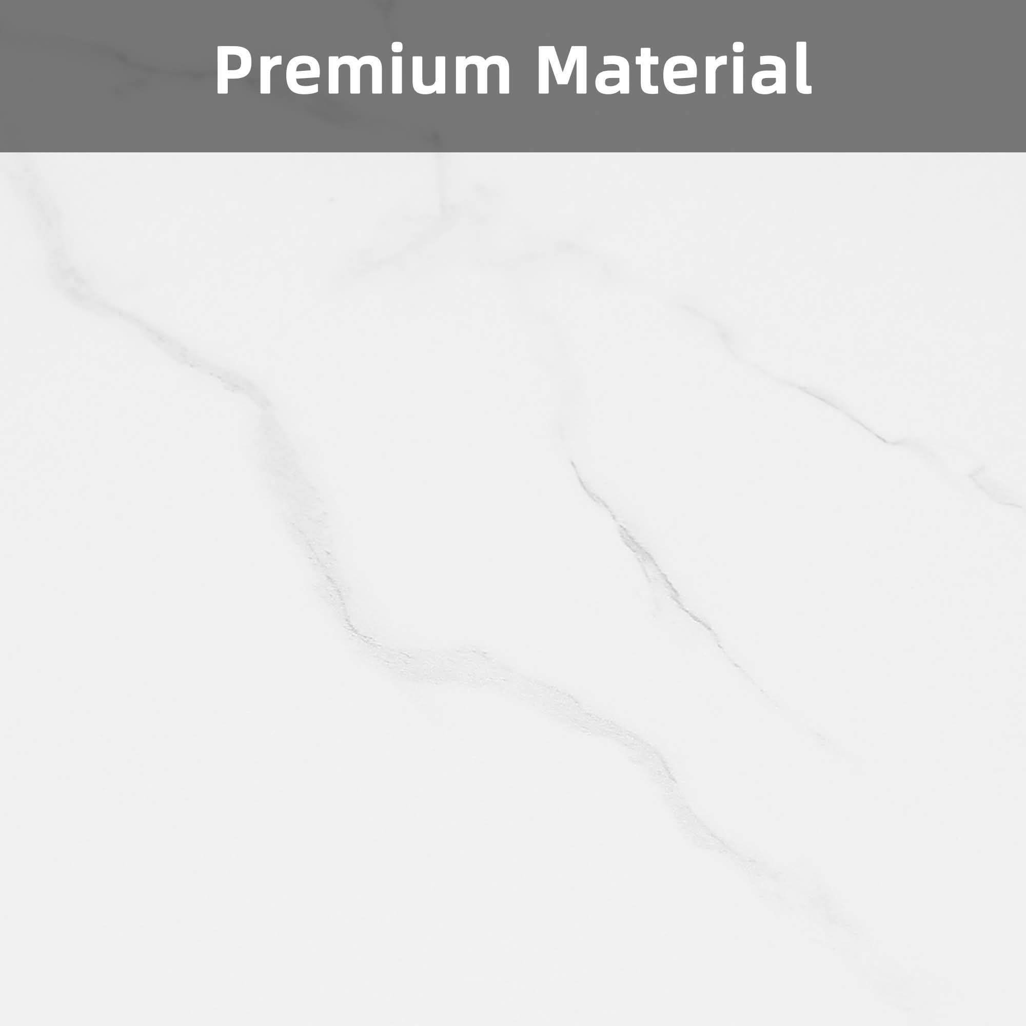 MAYEERTY 63 Inch Modern Rectangular Dining Table, White Faux Marble Kitchen Dinner Table with Gold Geometric Metal Legs for 4 to 6 People