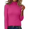 thumbnail image 2 of Pulls pour Femmes 2025 Chandail Col Roulé Ajusté Manches Longues Haut Tricoté Blouse Décontractée Automne Hiver, 2 of 6