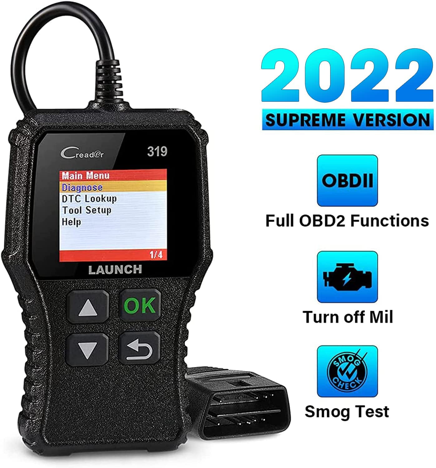 LAUNCH CR319 Code Reader Automotive Engine Light Check OBD2 Scanner,CAN Diagnostic Scan Tool with Full OBD II Functions 
