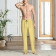 thumbnail image 2 of Mens Pajama Pants, Yellow Gingham Soft Sleep & Lounge Pants for Men, Cuteness Casual PJ Bottoms Pants with Pockets, 2 of 7