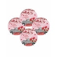 thumbnail image 7 of 13 Inch Round Placemats Set of 4, Valentine's Day Non Slip Heat Insulation PP Table Mats, Ombre Pink Love Tree Truck Roses Plaid Washable Place Mats for Kitchen Dining Party Table Decor, 7 of 7