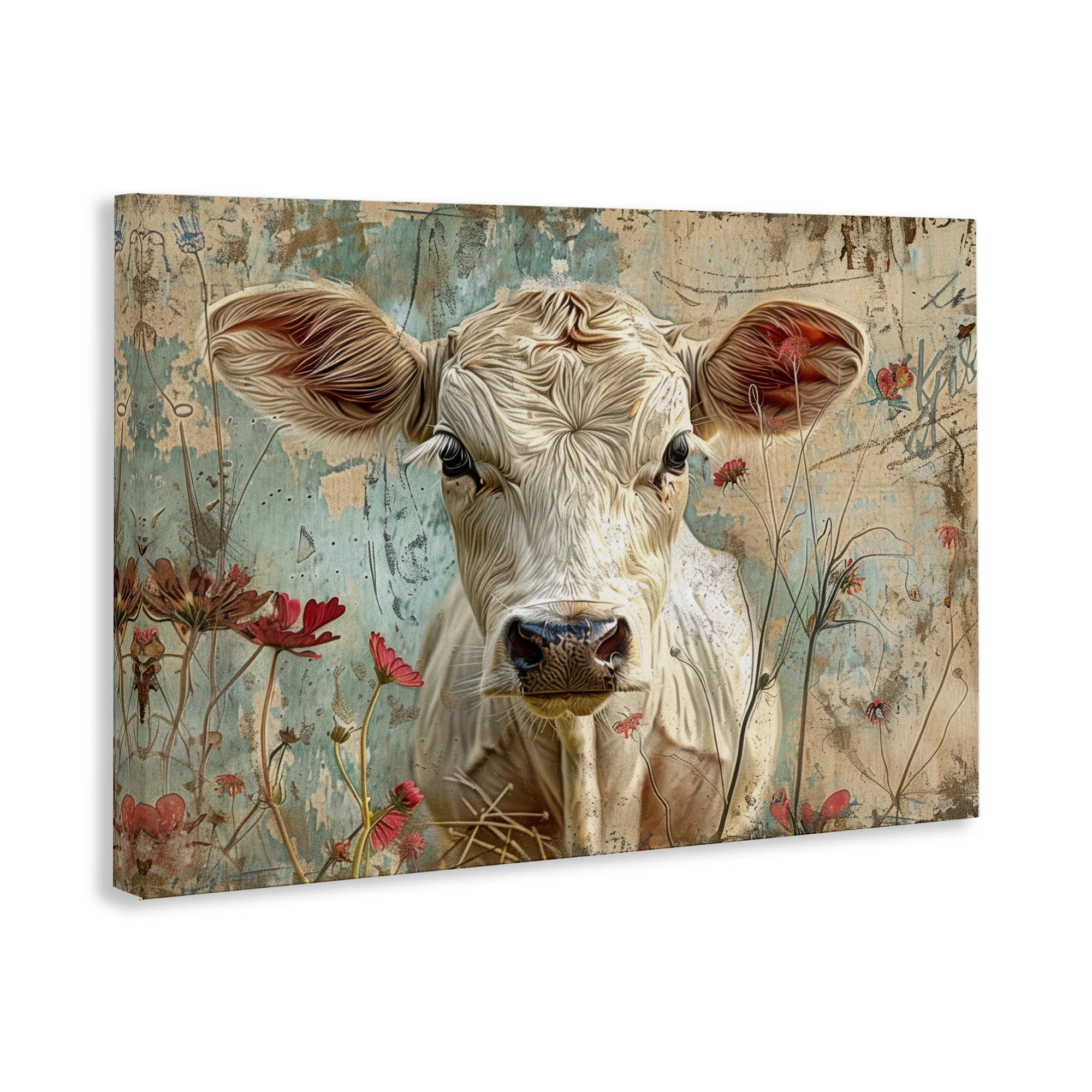 Stupell Industries Spring Country Cow Animals Painting Wrapped Canvas Art Print Wall Art, 24 x 16