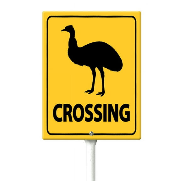 Eveokoki Emu Crossing Sign with Metal Stake -8x12inch Lawn Sign Sturdy Aluminum Sign for Outdoor Use Waterproof Sign Outdoor Decor for Lawn Yard Garden