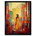 thumbnail image 1 of Bright Bold Woman Yellow Saree Sari Hindu Muslim Skirt Dress Painting Art Print Framed Poster Wall Decor 12x16 inch, 1 of 5