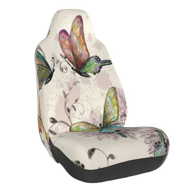 Wukai Flying Butterflies-1 Full Set Car Seat Covers with Soft Padding Universal Auto Front Seats Protector and Cushion Mat