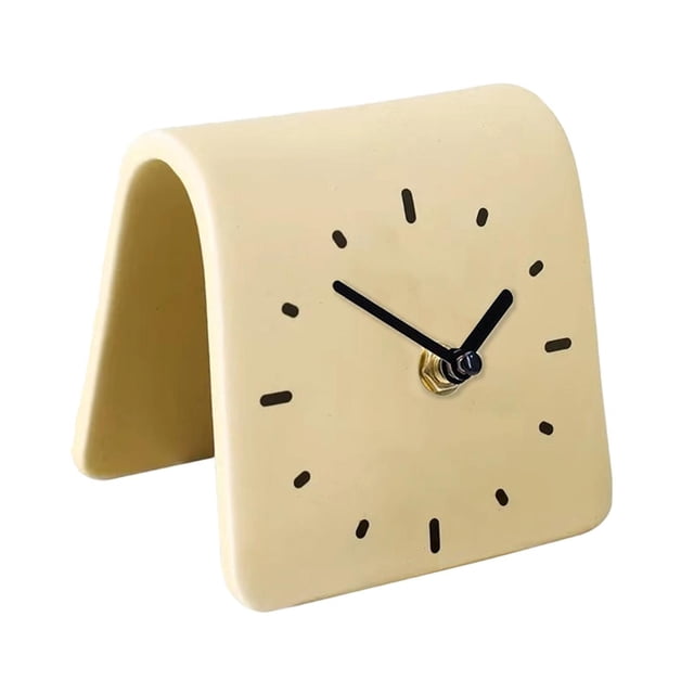 Reloj de escritorio, adorno de escritorio, reloj de mesa compacto, decorativo para oficina, habitación de niños. Beige