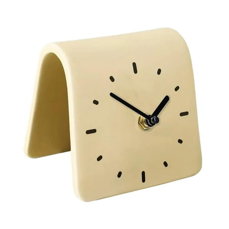 kowaku Desk Clock Minimalist Table Clock Bedroom Modern Art Gift Silent Desk Clock Living Room Shelf Entrance Simple Desktop Ornament Bedside Home Decor Tabletop Clock Suitable for shelf Beige