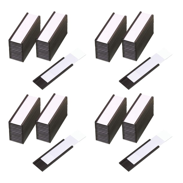 120 Soportes Magnéticos para Etiquetas con Soportes Magnéticos para Tarjetas de Datos con Protectores de Plástico Transparente para Estantes de Metal (1 x 3 Pulgadas)