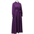 thumbnail image 5 of Afinprain Women's Clergy Dress Long Sleeve A-Line Maxi Dress with Belt and Tab Collar, 5 of 8