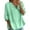 Green, variant on Women Casual Solid Color Pleated Cotton Linen Top Seven Quarter Sleeve