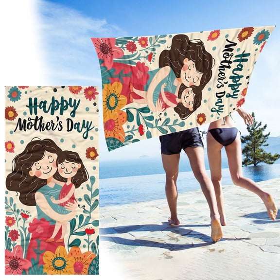 Mothers Day Djunllk Beach Towel - Beautiful Microfiber Fast Drying Beach Blanket, Lightweight Sandproof Water Absorbing Towel Shawl Beach Vacation Essentials 29.52 x 59.05