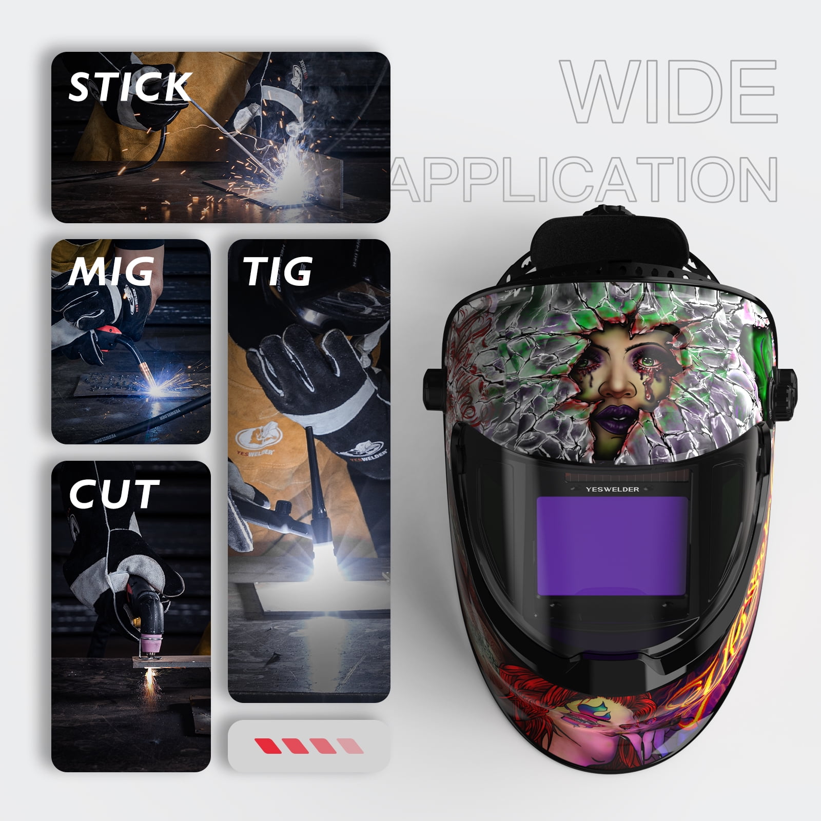 YesWelder Auto-Darkening Welding Helmet with Side View and True Color Viewing