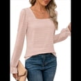 thumbnail image 3 of Blusas Tipo Túnica de Larga Abullonada con Cuello Cuadrado para Mujer, Estilo Casual y Moderno para Otoño Rosa M, 3 of 8