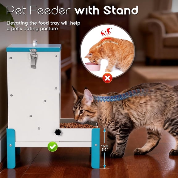 Automatic Dog Feeder 10L Auto Cat Feeder with Stand Gravity Dispenser Detachable Tray Galvanized Pet Station