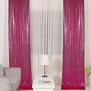 Sequin Backdrop Photography Background Curtain for Party Decoration (2FT x 8FT 4PCS, Fuchsia)