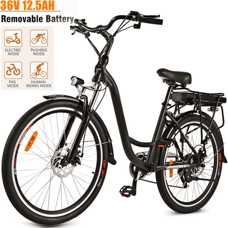 Ancheer Electric Bike Hybrid Bicycle, 26″ Electric Beach Cruiser Bike with 36V 12.5Ah Removable Battery up to 45 Miles, 6-Speed up to 20MPH, Pedal-Assist Commuter Ebike for Adults Women Senior Ancheer Electric Bike Hybrid Bicycle, 26″ Electric Beach Cruiser Bike with 36V 12.5Ah Removable Battery up to 45 Miles, 6-Speed up to 20MPH, Pedal-Assist Commuter Ebike for Adults Women Senior