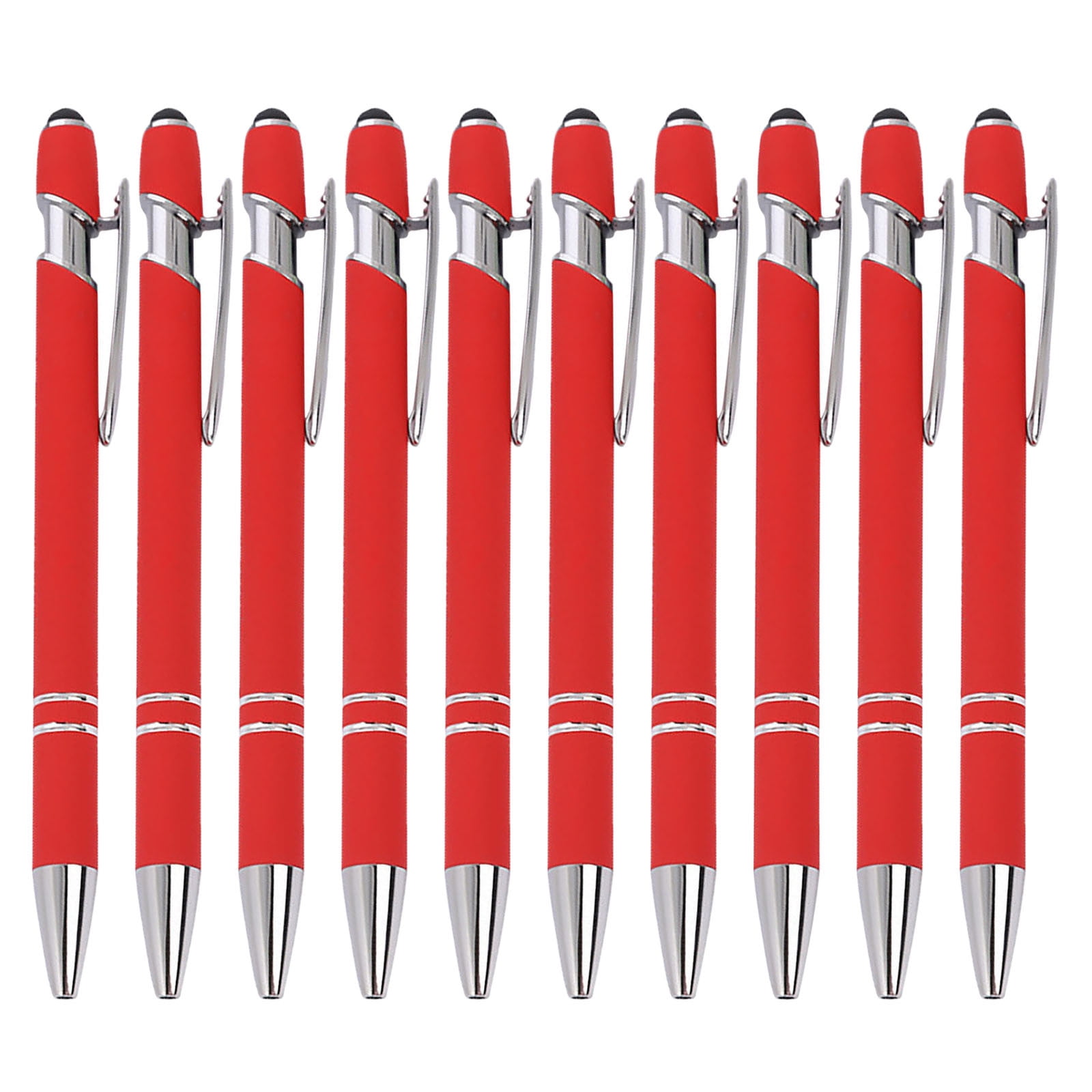 10-Pack Aluminum Touchscreen Click Pens with Fine Tip Dual