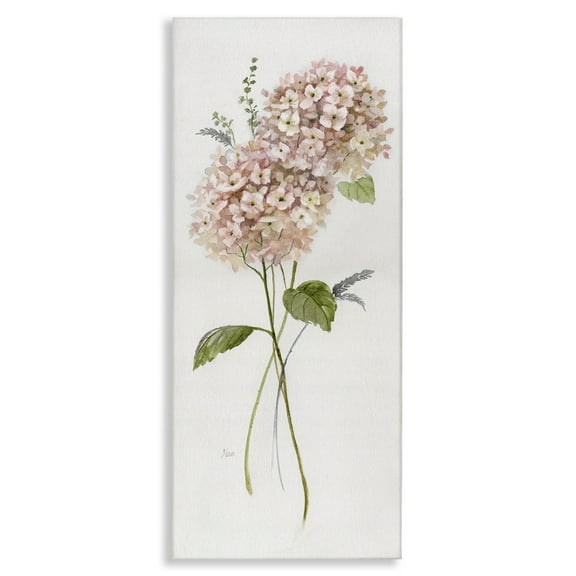 Stupell Industries Pink Hydrangea Duo Floral Painting Wrapped Canvas Canvas Art Print Wall Art, 10 x 24