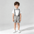 thumbnail image 2 of Grblisyd Toddler Baby Boy Clothes Suit Gentleman Wedding Outfits Formal Dress Shirt+Bowtie+Suspender Pants, 2 of 8