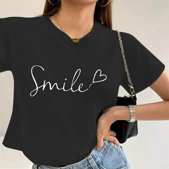 Women's Fashion Crop Top Short Sleeve Printed Casual Summer Women Shirts