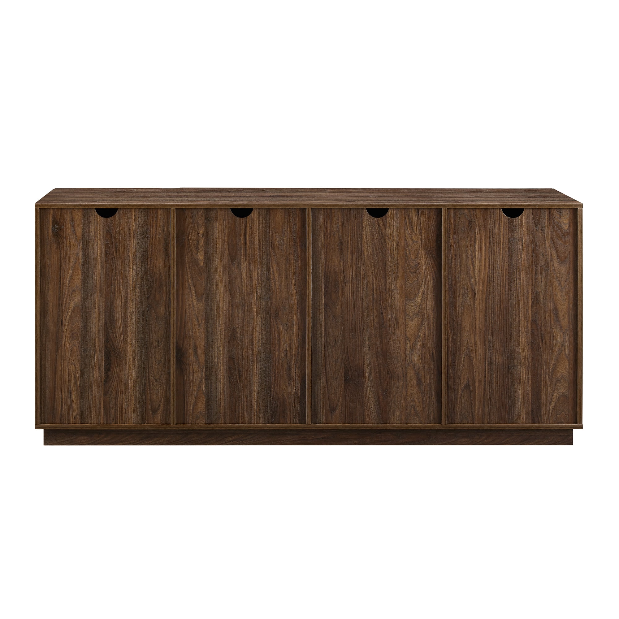 Walker Edison Modern 4-Door TV Stand for TVs up to 80”, Dark Walnut