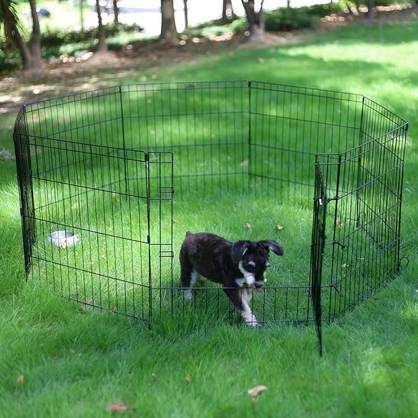GODOHOME 18″Foldable Metal Playpen Eight Piece Fence Dog Cage, Black