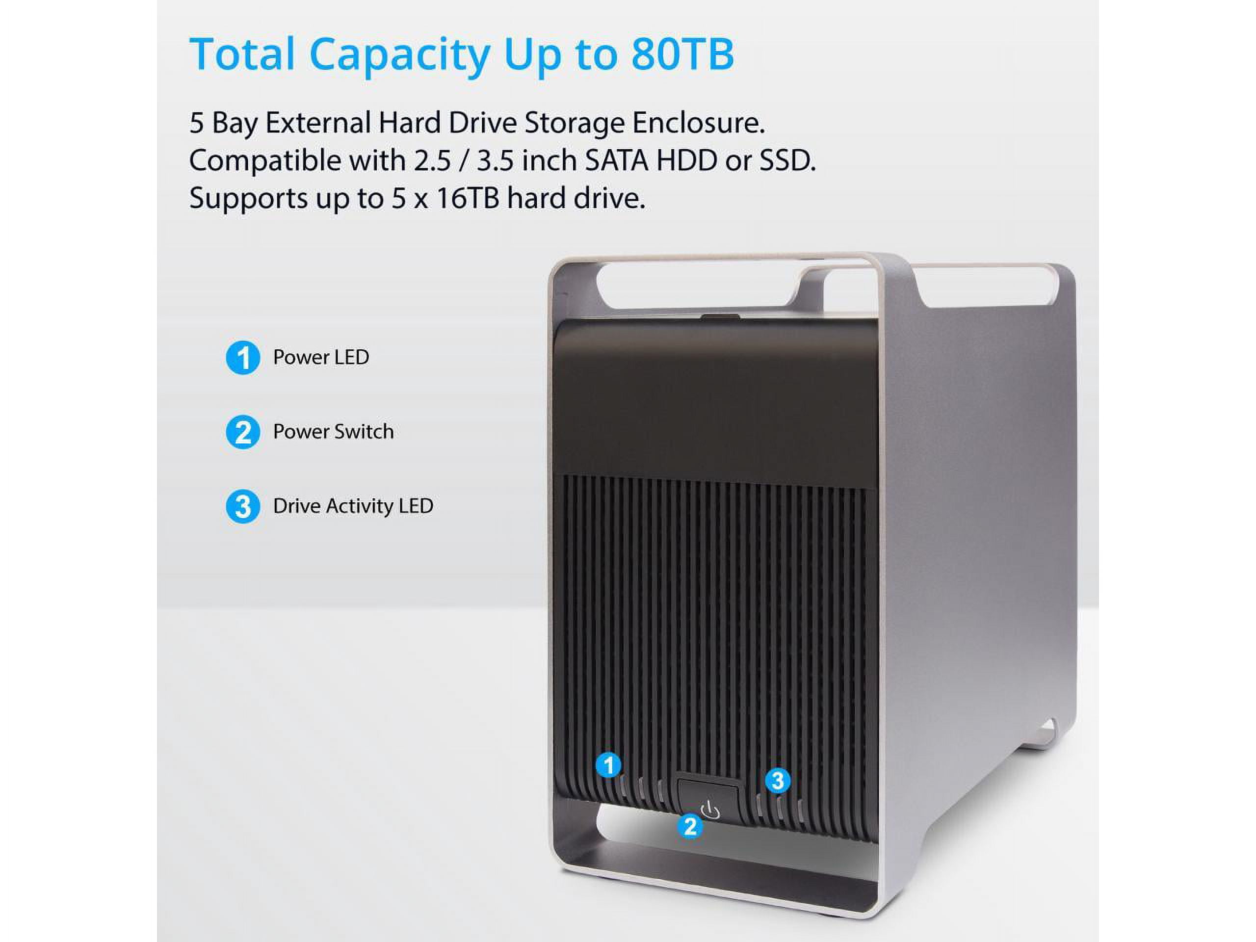 5 Bay 2.5" and 3.5" SATA HDD External USB 3.0 / eSATA RAID Hard Drive Enclosure