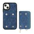 thumbnail image 2 of Allytech Crossbody Wallet Case for iPhone 13, Quilted PU Leather Zipper Handbag Purse Flip Kickstand Folio Card Slots Holder Wrist Strap Lanyard Cover for iPhone 13 6.1", Blue, 2 of 6