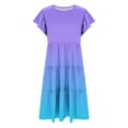 thumbnail image 4 of Efsteb Summer Dress for Girls Ruffles Tiered Dresses Flutter Sleeve Flowy Sundress Casual Gradient Dresses (Purple,4 Years), 4 of 8