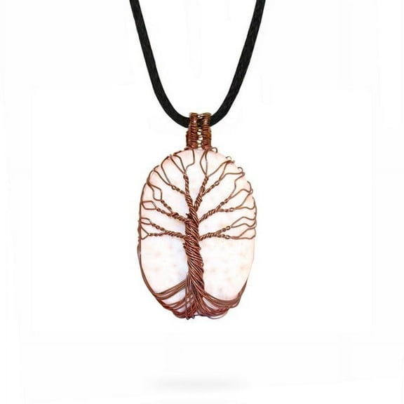 AYANA White Scolecite Healing Crystal Pendant Necklace for Women | Tree of Life | Real Crystal Jewelry for Spiritual Transformation & Peace