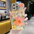 thumbnail image 3 of Floral Case for iPhone 15 Pro Max,Cute Colorful Retro Oil Painting Printed Flower with Glitter Bling Sparkly Camera Protector Soft TPU Phone Case for Girls Women for iPhone 15 Pro Max (Pink), 3 of 4