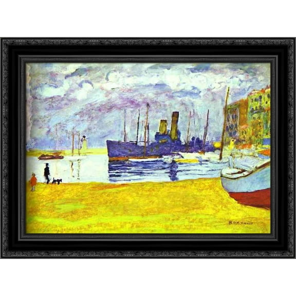 The Port of Cannes 24x20 Black Ornate Wood Framed Canvas Art by Bonnard, Pierre