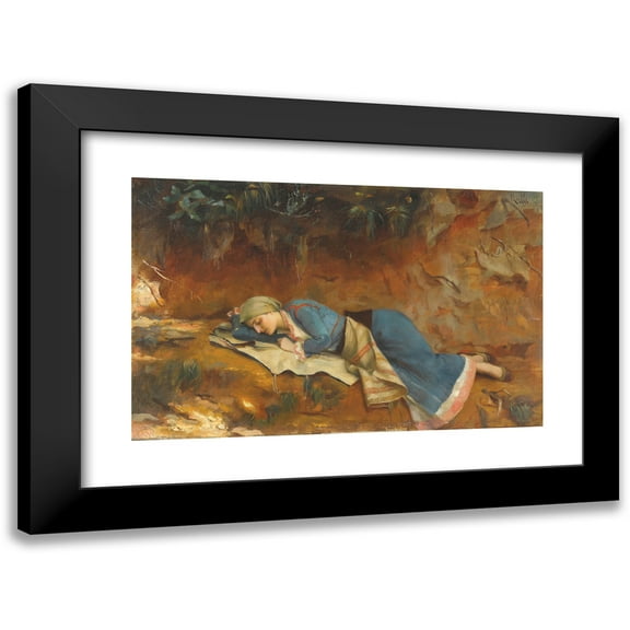 Theodoros Ralli 14x11 Black Modern Framed Museum Art Print Titled - Resting Greek Girl