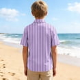 thumbnail image 4 of ZOYOEN Boys Dress Shirts with Pocket- Casual Summer Short Sleeve Striped Kids Button Down Shirts Purple Size 4, 4 of 8