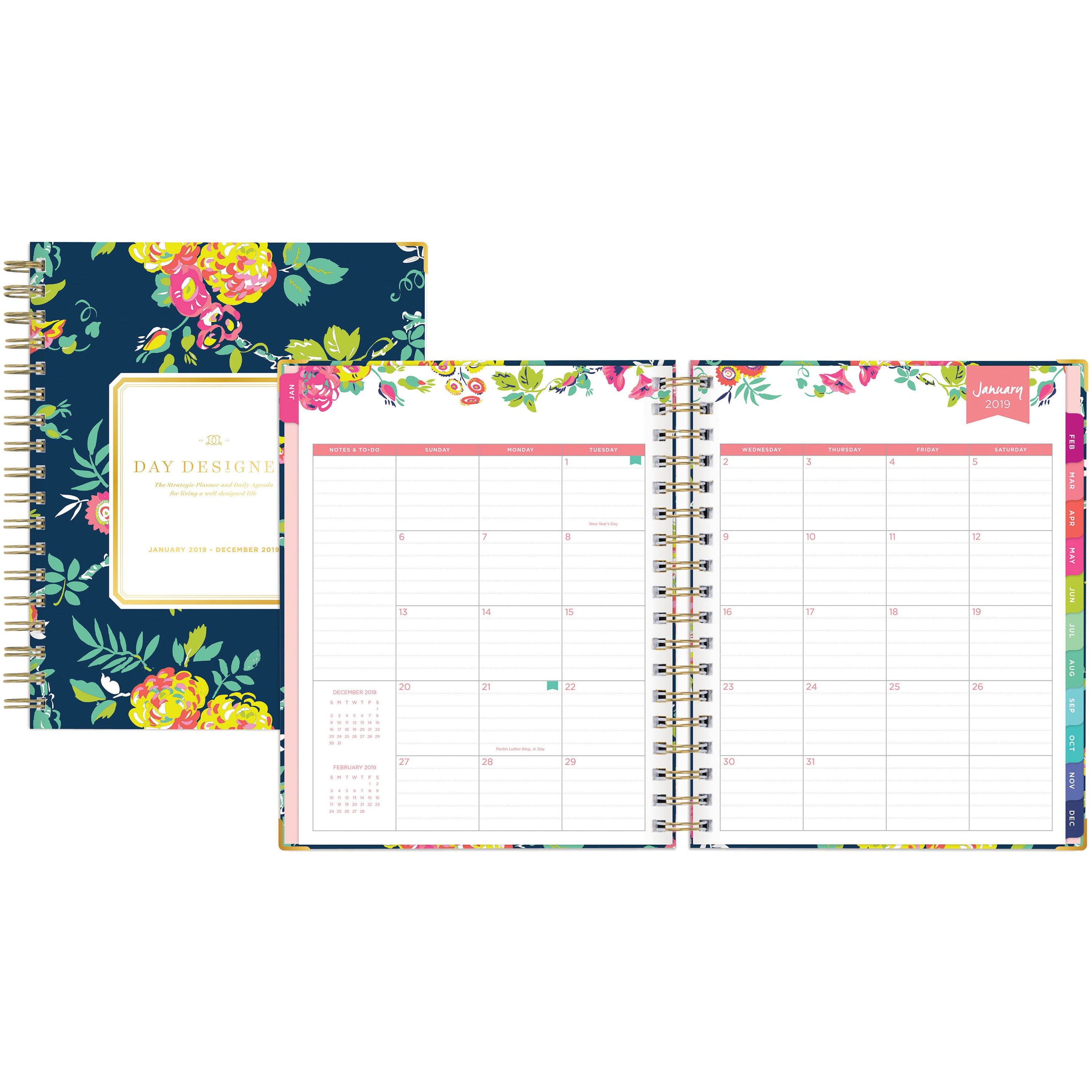 Blue Sky 7x9 Navy Floral Weekly Monthly Planner Multicolor Walmart 