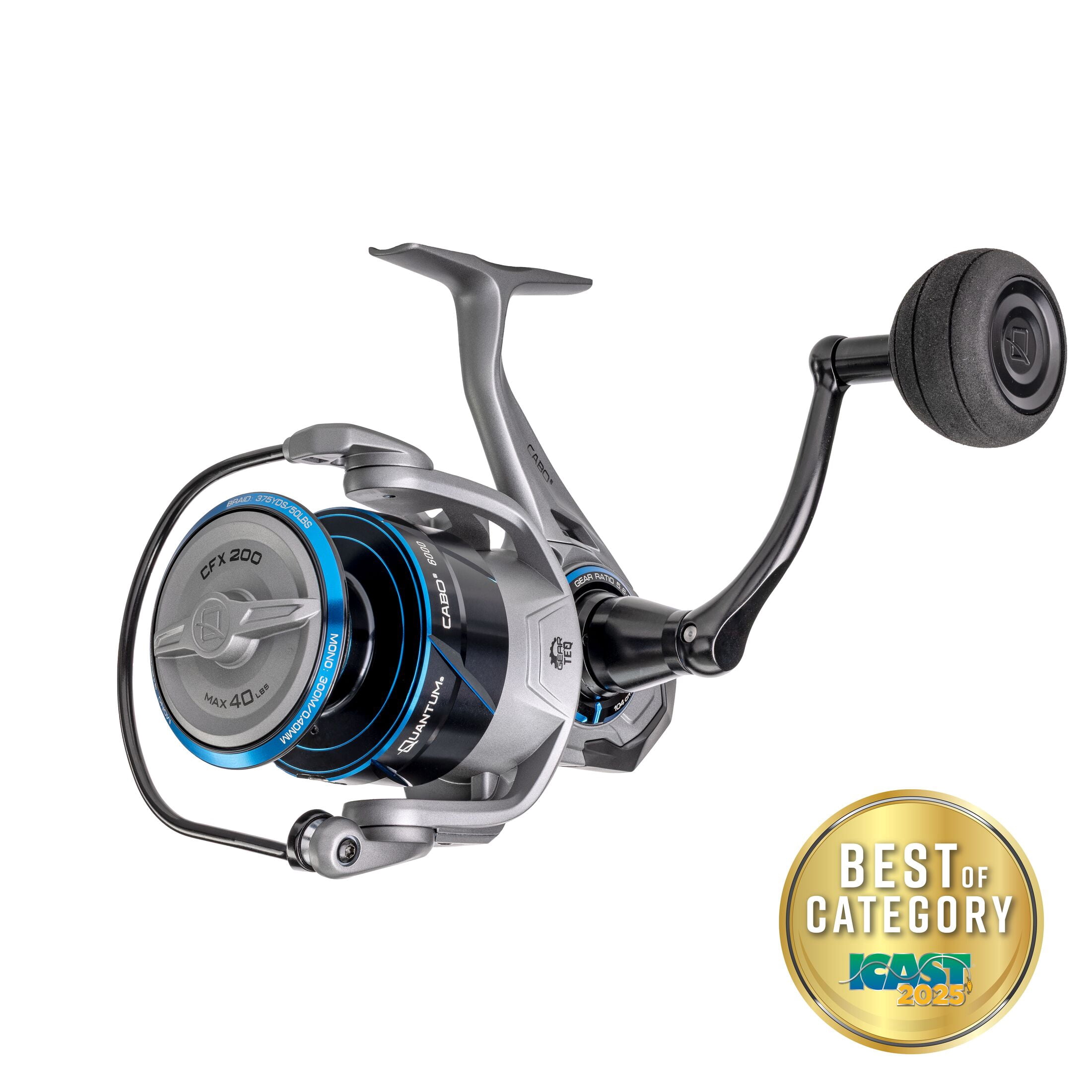 Quantum Cabo Spinning Fishing Reel, Size 6000, 5.6:1 Gear Ratio, 6+1 Bearings
