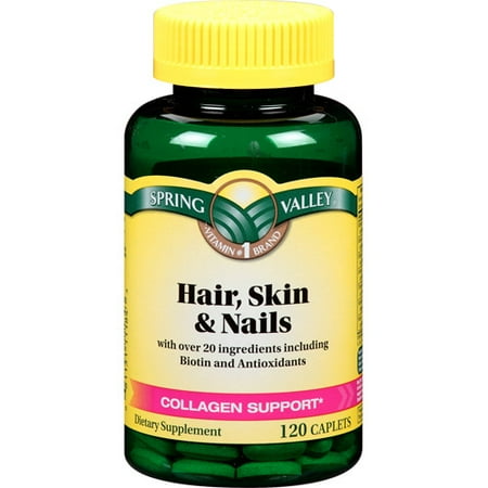 Spring Valley Hair, Skin & Nails Plus Biotin Caplets, 3000 mcg 120 Ct
