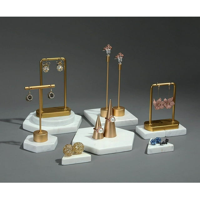 pitrice Gold Jewelry Display Earrings Stand for Bracelet Display Multi-Functional Stand Showcase 3x1.5x11.5cm Jewellery Display Round Base