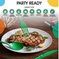 thumbnail image 6 of Crown Display 150-Piece Emerald Green Disposable Silverware - Green Plastic Cutlery Combo Set, 6 of 7