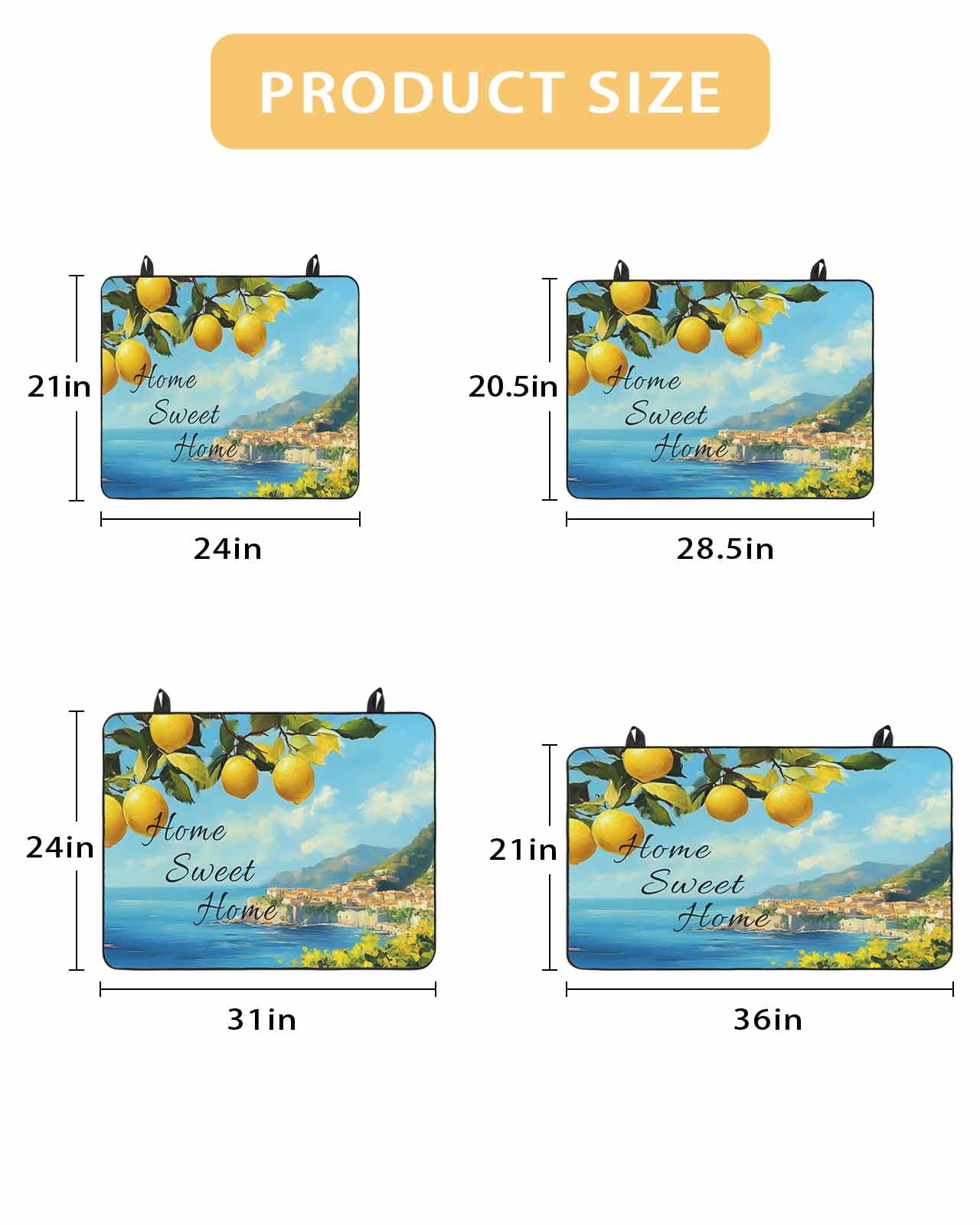nqOlkjepod Large Induction Cooktop Protector Mat 24"x21", Summer Lemon Stove Top Covers for Electric Stove, Coastal Beach Fruit Mountain Town Stove Burner Cover Mats, Glass Top Stove Cover