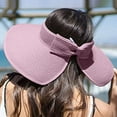 thumbnail image 4 of HAiming Sun Visor Hats for Women Wide Brim Straw Ponytail Summer Beach Hat UV Protection Packable Foldable Travel Cap, 4 of 5