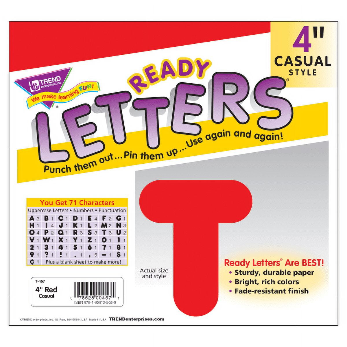 Red 4" Casual Uppercase Ready Letters