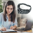thumbnail image 6 of Unique Bargains 1 Pc Fashion Leopard Pattern Cross Elastic Hairband for Women White Black, 6 of 6