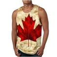 thumbnail image 1 of Camiseta de tirantes de cuello redondo para hombre, con estampado de hojas de arce, para fitness, para estar en casa, pijama, color liso, de poliéster., 1 of 4