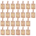 thumbnail image 2 of HIJONES Men's Women's Copper Square Capital Monogram Necklace Alphabets from A-Z Classic Simple Letter Pendant Couple Jewelry Gift Rose Gold Letter H, 2 of 4