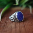 thumbnail image 6 of Blue Lapis Lazuli Ring, 925 Sterling Silver Ring, Designer Ring, Oval Blue Gemstone, Handmade Boho Ring, Men's Signet Ring, Statement Ring**, 6 of 9
